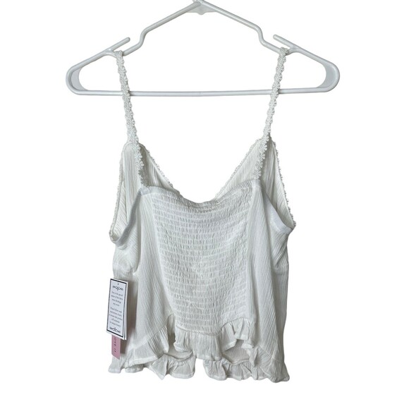 NWT Women’s V-Neck Crop Cami embroidery floret Top in White Size L #347 - Picture 2 of 10